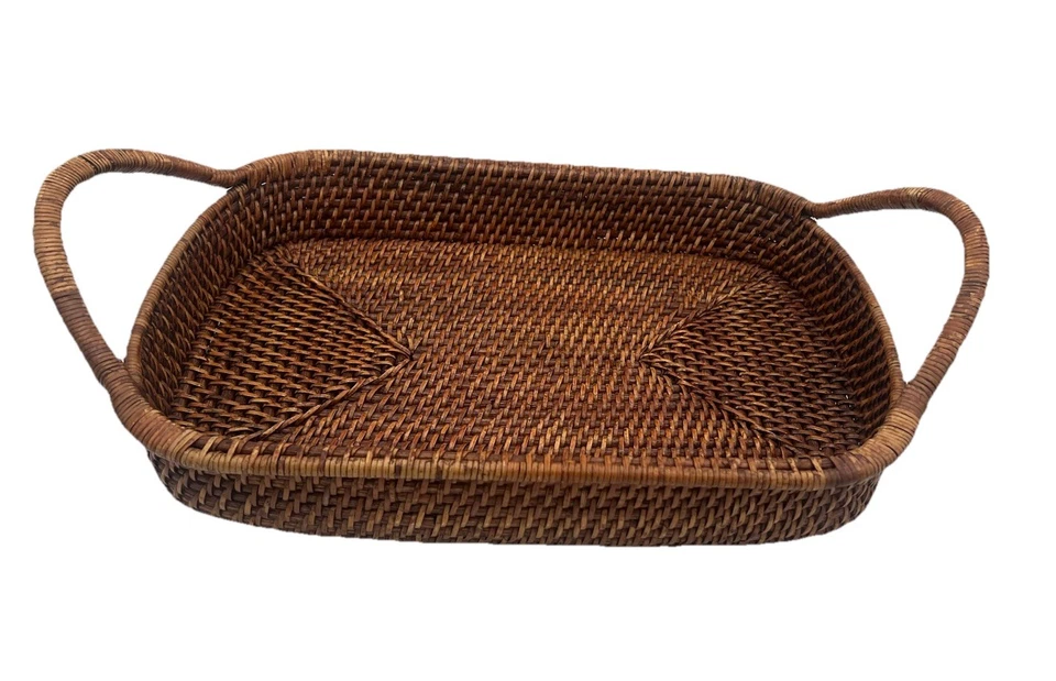 Pampered Chef Woven Selections 11x19 Rectangle Wicker Basket Casserole Handles - Image 3 of 4