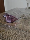 Fenton Glass Cranberry Bird Long Clear Tail