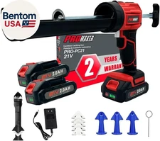 Cordless  Gun, 21V Caulk Gun W/ 2 Batteries, LED Light, Adjustable Speed, 3 Nozz