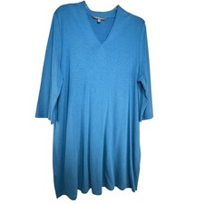 Ulla Popken Casual Knit Day Dress Plus Size 16/18 Blue Knit