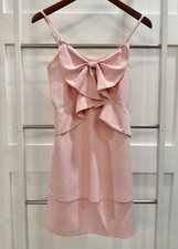 SHEIN Pink Ruffle Tiered Dress Front Bow Detail Spaghetti Strap Size M(6)