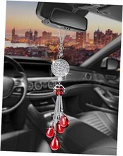 Rearview Mirror Accessories Bling Car Mirror Hanging Accessories Car round Red