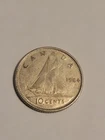 Canada 1964 -  10 Cent Dime Canadian Coin - 80% Silver - ASW 0.06 Oz