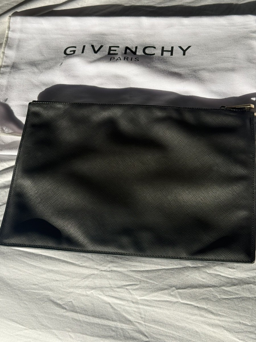 Givenchy Rottweiler Leather Clutch Bag Black preown Authentic | eBay