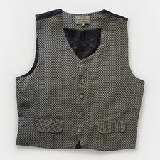 Bogari Men's Vest Medium Black Geometric Pattern Formal Waistcoat Vest