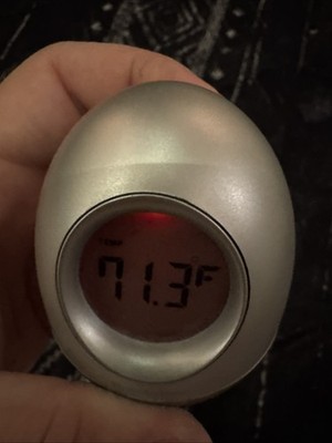 Brookstone Egg Clock. Time, Alarm, Temperature, Date, Timer. Multi-Color Display