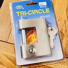 Tri-Circle Security Cased 80mm Armoured Lock padLock BR980