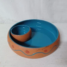Vtg Himark Terracotta Chip And Dip Southwestern Bowl 9" D  Portugal 1990