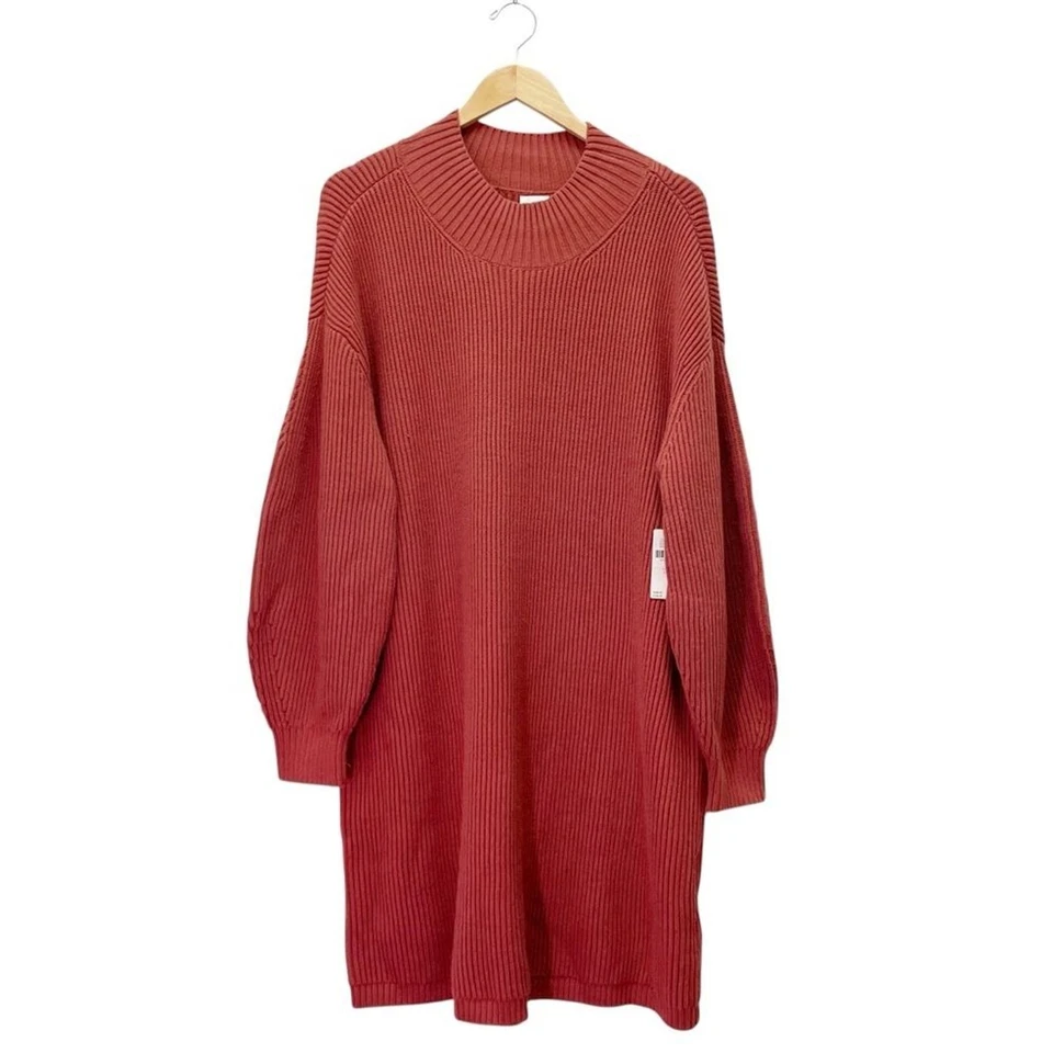 Nuevo con etiquetas Vestido Suéter Tejido Cuello Simulado Cedro Maeve Anthropologie Talla Grande Marrón Óxido Foto 2 de 4