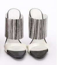 GIUSEPPE ZANOTTI Andrea Black White High-Heel Mules Sz 36