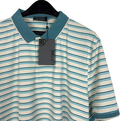 NEW G/FORE Striped Golf Polo Mens XXL Stone Teal G4MF23K003 Performance $120