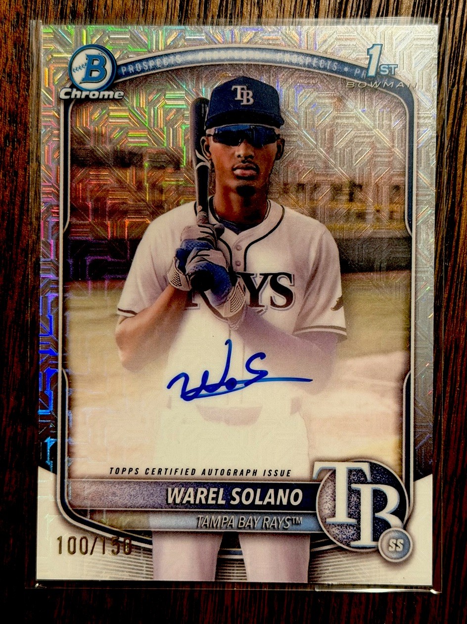 WAREL SOLANO 2025 BOWMAN CHROME 1ST AUTOGRAPH CHOICE HTA AUTO /150 RAYS