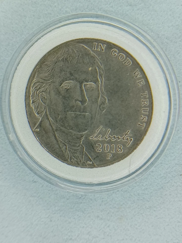 2018 P Jefferson Nickel Circulated Small Die Chip Error On Reverse - Image 4 of 4
