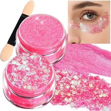 Pink Body Glitter Gel for Face, Eye, Hair - 2pcs, 20g Makeup Festival Glitter