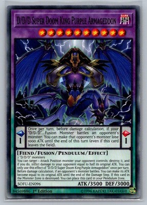 1996 Yu-Gi-OH! 1st Edition D/D/D Super Doom King Purple Armageddon SOFU-EN06