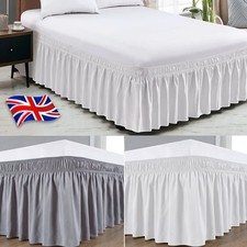 Bedding Elastic Bed Valance Skirt with Ruffles Soft Polyester For Twin Double UK