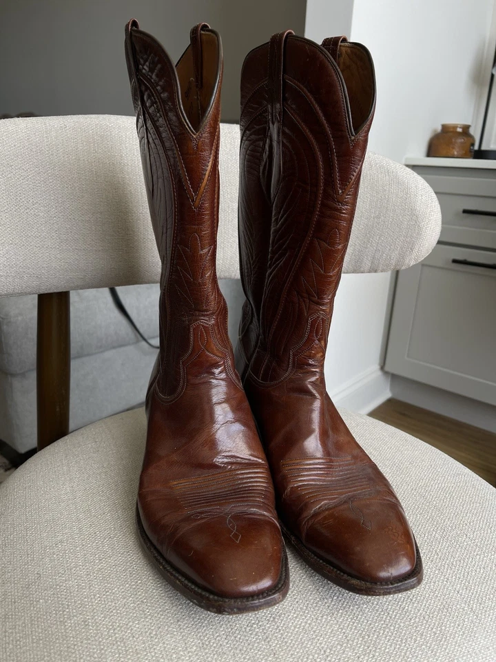 Botas masculinas 1883 Lucchese (madeira de cereja/cor marrom) avestruz tamanho 9 1/2 D - Imagem 2 de 4