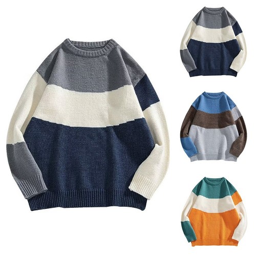 Trendy Mens Loose Round Neck Cardigan Pullover Sweater in Multiple Colors - Picture 6 of 16