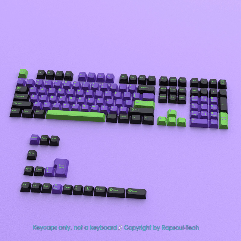 EVA01 Mecha-01 EVANGELION PBT Doubleshot Keycaps set for MX Mechanical Keyboards