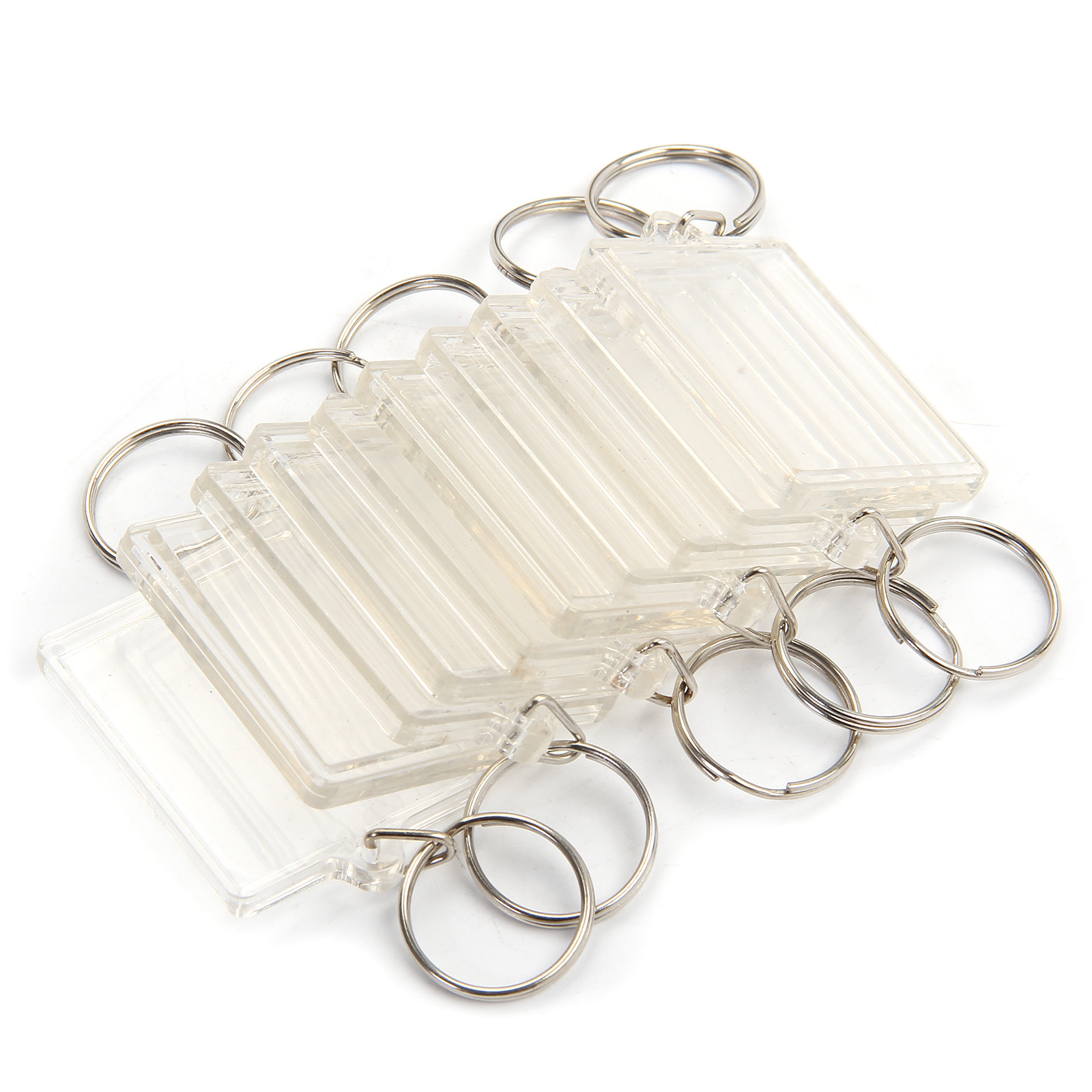100pcs 45 X 35mm Acrylic Plastic Blank Keyrings Insert Photo Passport