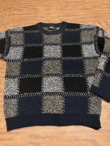 Vintage 90s Puritan Sweater Mens Sz Med Acrylic Large Square Geometric - Picture 8 of 13