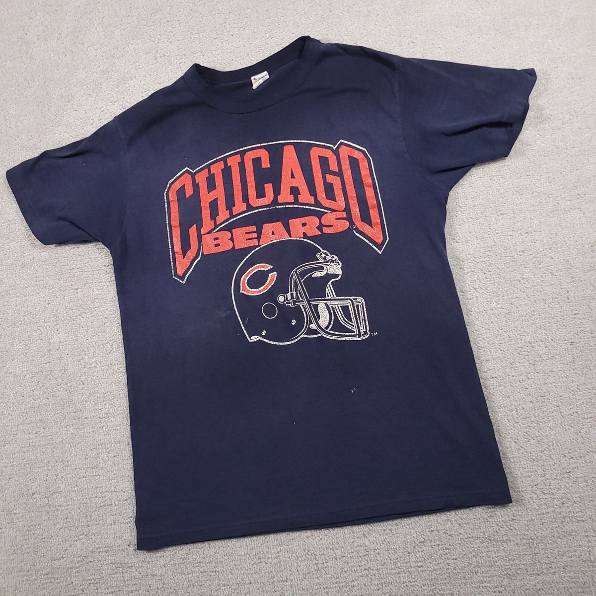 Vintage Chicago Bears NFL T Shirt Mens Large Navy Blue Champion