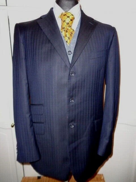 T M LEWIN MERINO WOOL NAVY BLAZERJACKET -- SIZE UK 42L