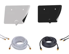 TV Digital Indoor Antenna Dual-Color Flat w/RG6 Coaxial Cable HDTV VHF UHF LOT