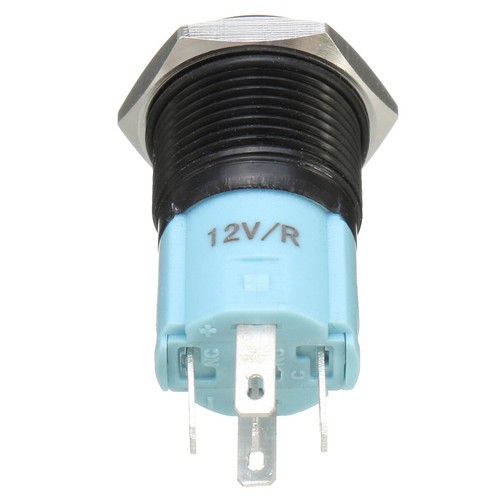 Interruttore pulsante 16 mm nero metallo LED 12V/3A IP67 verde/blu/giallo/rosso/bianco - Foto 14 di 34