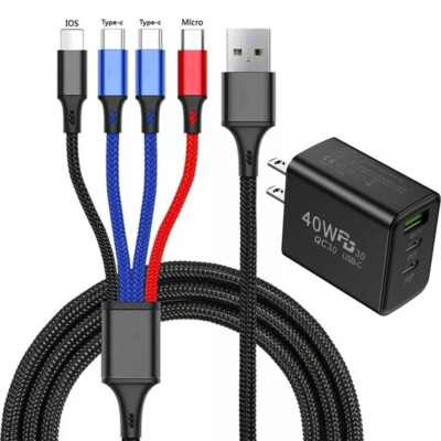 4 in 1 Fast USB Charging Cable Universal Multi Function Cell Phone Charger Cord