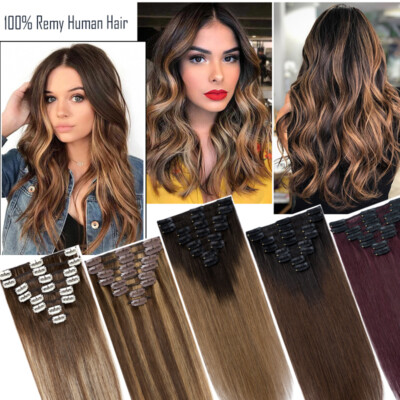 GlamXtensions Clip-In Haare 45 Cm – 7-teiliges Set Aus 100% Remy Echthaar, Farbe 6 Mittelbraun