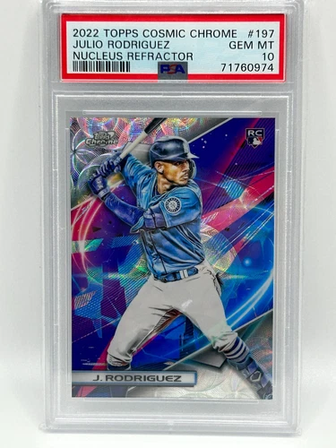 JULIO RODRIGUEZ 2022 TOPPS COSMIC CHROME NUCLEUS REFRACTOR PSA 10 #197 JC