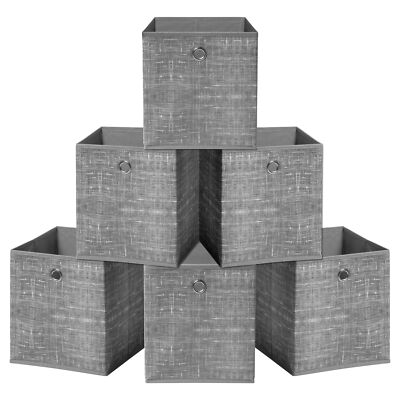 HEFTMAN Faltbare Aufbewahrungswürfel Boxen Stoff Platzsparer Grau 33x33x33cm 6er Set