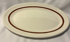 Vintage Desert Ware Oval Platter Wallace China 12 5/8” x 8 3/8” Brown Pinstripes