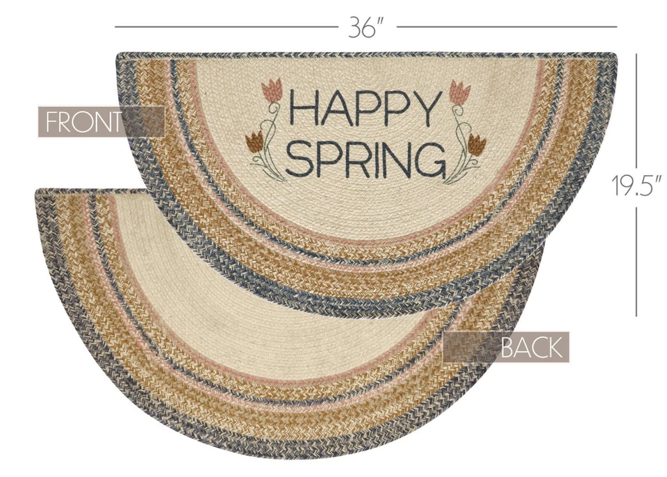 Spring Braided Hearth or Doorway Rug Eco-Friendly Gold Half Circle 36"L Kaila - Image 3 of 4