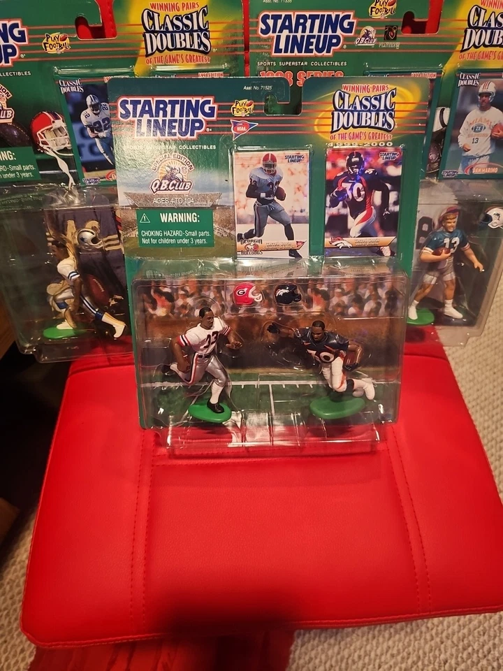 Lote de alineaciones iniciales dobles clásicos de la NFL 1998 Emmitt Smith, Terrell Davis, Elway Foto 4 de 4