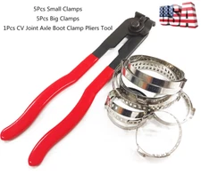 10x Stainless Steel Adjustable Axle Cv Joint Boot Crimp Clamp Kit w/ Pliers Tool
