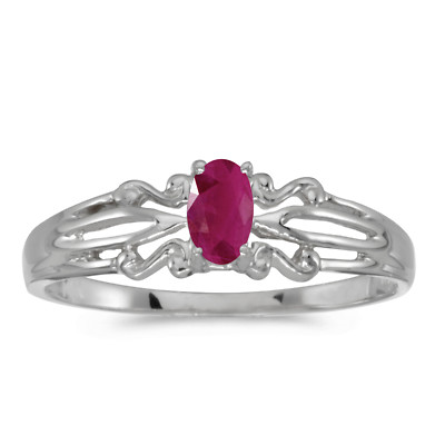 Ovaler Rubin Ring 10 Karat Weißgold