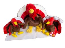 GOBBLES the Turkey and Two Baby’s Turkey’s (9 inch) - MWMTs Stuffed Animal Toy