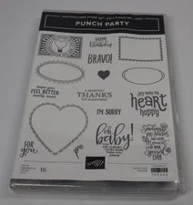 Stampin' Up Photopolymer Stamp Set PUNCH PARTY Sentiments Thanks Love Wishes