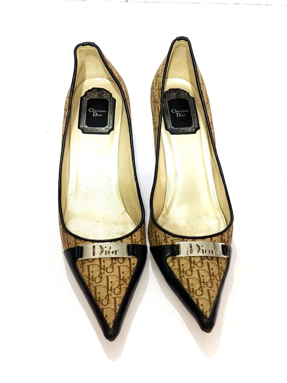 ESCARPINS À TALONS DIOR MARRON BOUT POINTU LOGO MONOGRAMME TAILLE, EU37,5, US7,5,