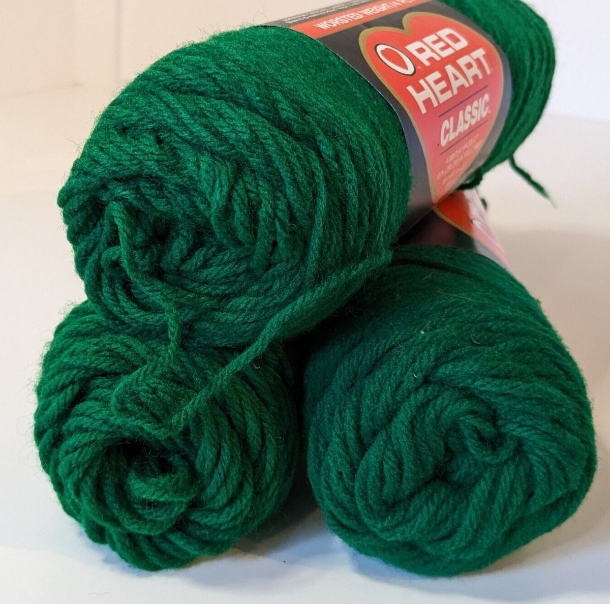 Red Heart Paddy Green 4-Ply Yarn, Lot of 3 Skeins, 686 Worsted
