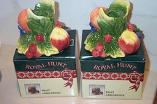 NEW Noritake (2) ROYAL HUNT Fruit Candlesticks SET / PAIR Candle Sticks Holders