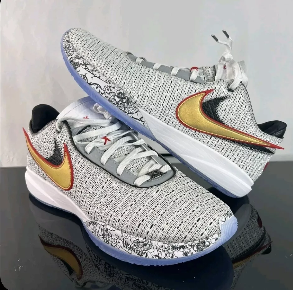 LeBron 20 'The Debut' - Nike - DJ5423 100 - white/metallic  gold/black/university red/wolf grey