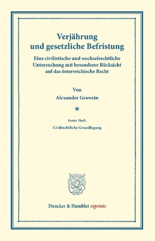 Thumbnail - Verjährung Und Gesetzliche Befristung. Alexander Grawein Taschenbuch