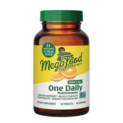 MegaFood Mens 40+ One Daily Multivitamin 60 tabs - Minerals, Vitamins B, D, Zinc