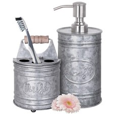Autumn Alley Galvanized Farmhouse Soap Dispenser Rustic Bathroom Accessories Set