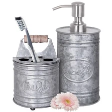 Autumn Alley Galvanized Farmhouse Soap Dispenser Rustic Bathroom Accessories Set