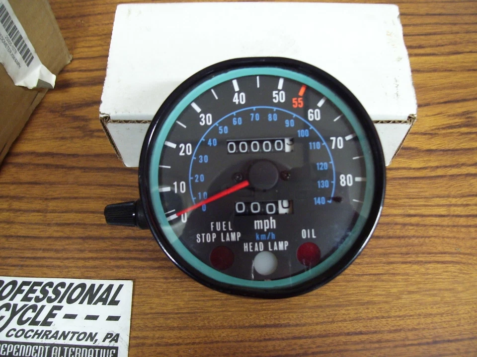 Velocímetro de despegue Speedo Kawasaki 1980 KZ750 KZ750H 750 LTD OEM CERO millas Foto 2 de 4