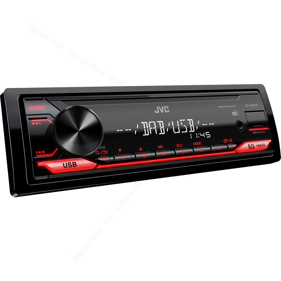 AUTORADIO 1 din JVC FM DAB+ USB Stereo Auto Mp3 Flac Aux-In USCITE RCA Subwoofer - Immagine 2 di 4